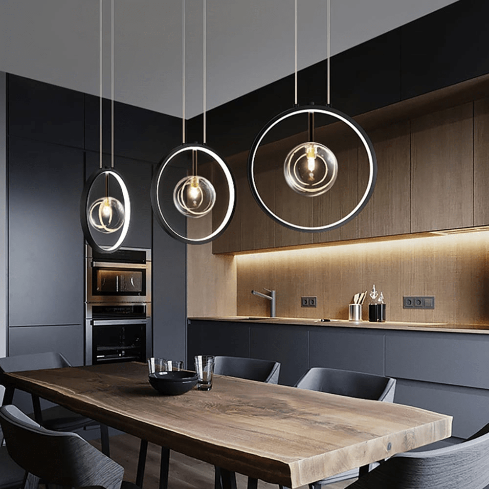 Czarna Szklana Lampa Wisząca Minimalistyczna LED