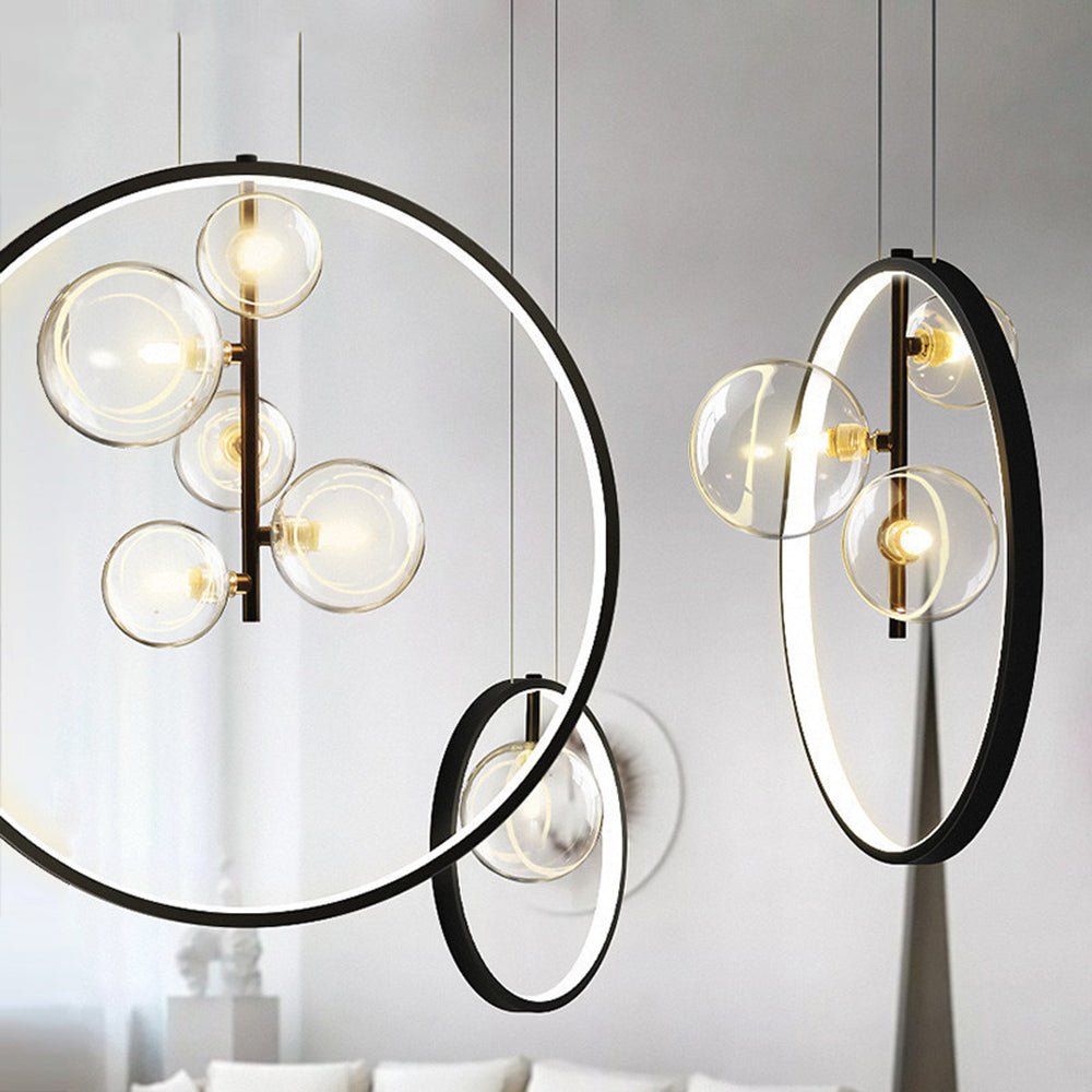 Szklana lampa wisząca Nordic Bubble z pierścieniem