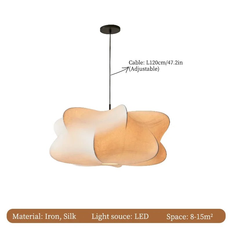 Japońska wisząca lampa z jedwabiu Wabi Sabi