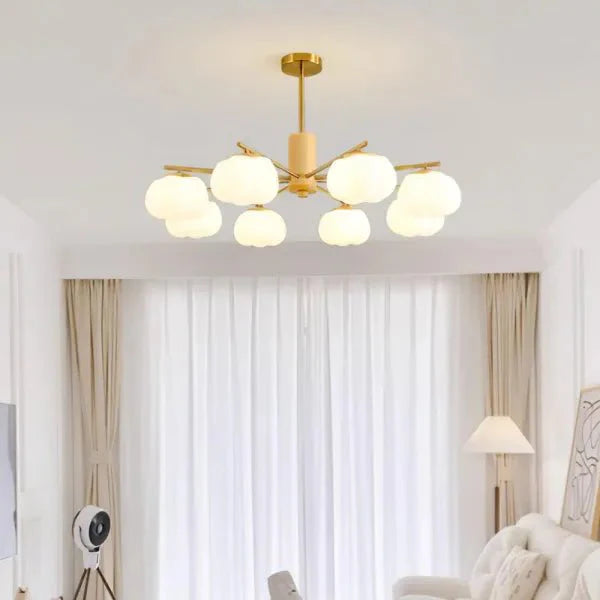 Kreatywna lampa sufitowa z drewna i bawełnianych kulek do salonu