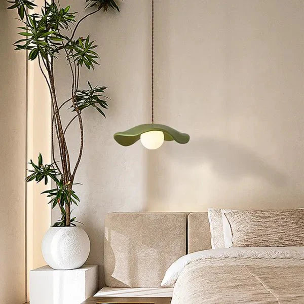 Kreatywna lampa wisząca do jadalni Wabi Sabi z liśćmi lotosu