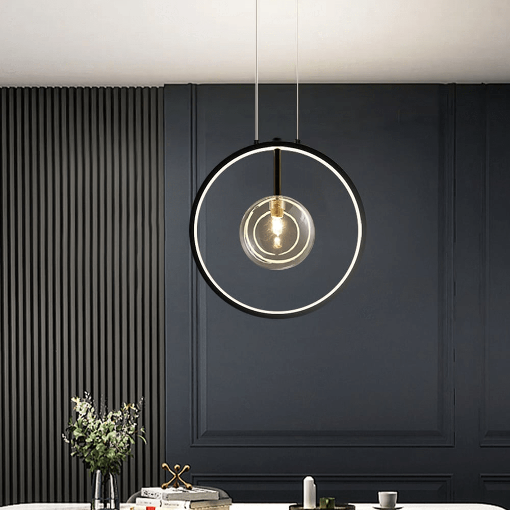 Czarna Szklana Lampa Wisząca Minimalistyczna LED