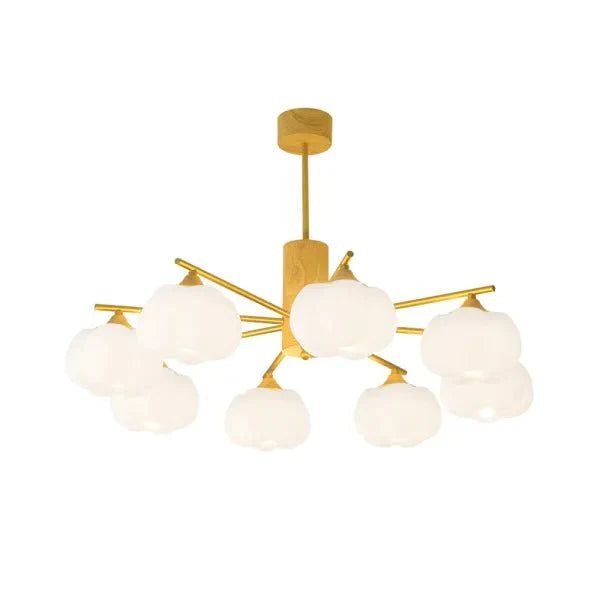 Kreatywna lampa sufitowa z drewna i bawełnianych kulek do salonu
