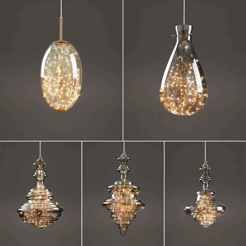 Nowoczesna Szara Lampa Wisząca Gwieździste Niebo