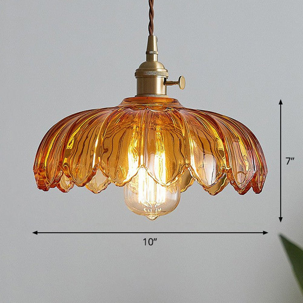 Vintage wisząca lampa szklana kwiatowa