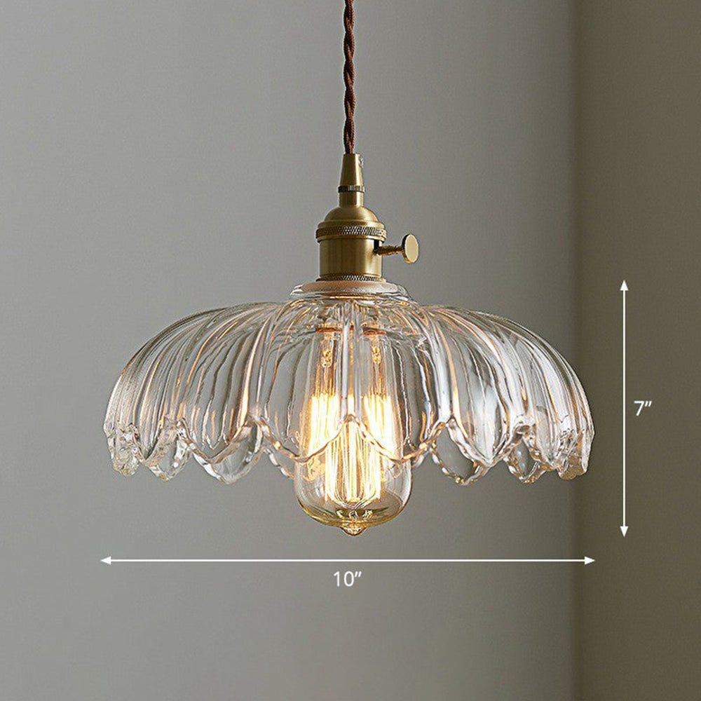 Vintage wisząca lampa szklana kwiatowa