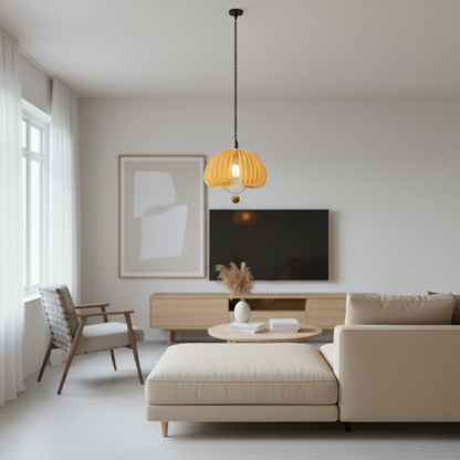 Regulowana Lampa Wisząca Dynia | Metal i Drewno, Vintage Design