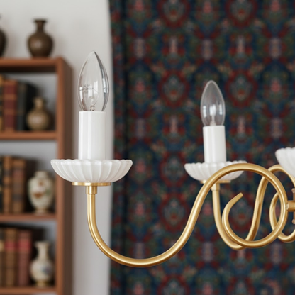 Złoty szklany żyrandol – Amerykański styl retro, mosiężna lampa sufitowa do sypialni