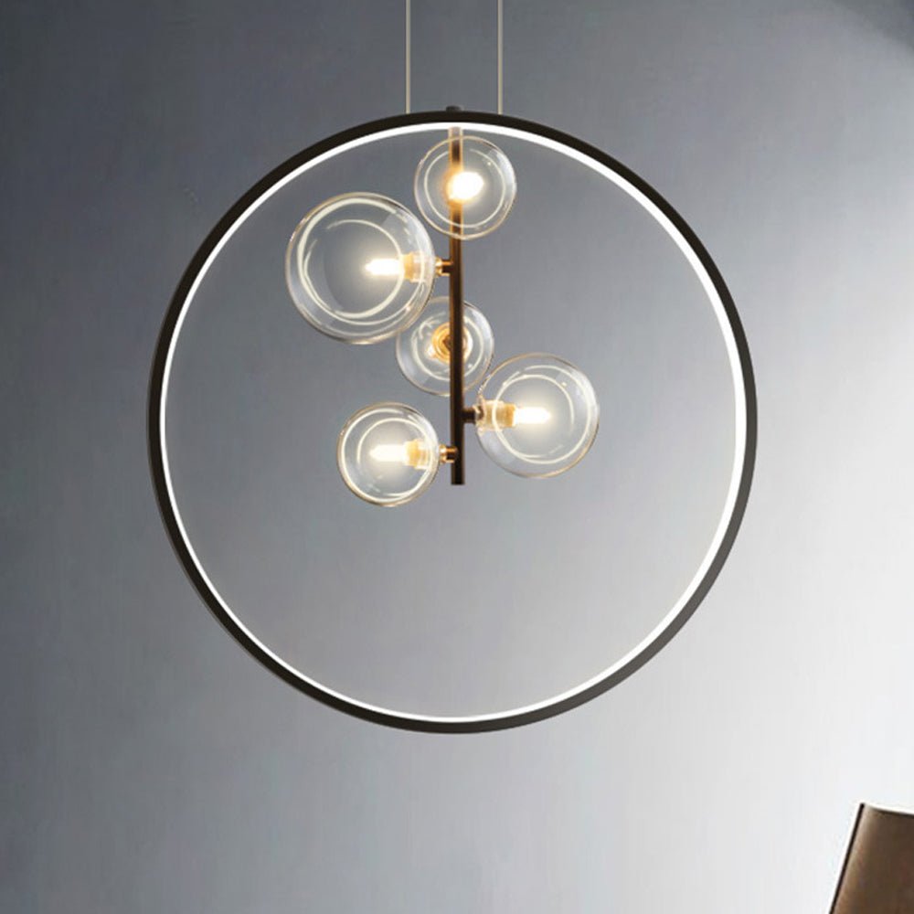 Szklana lampa wisząca Nordic Bubble z pierścieniem