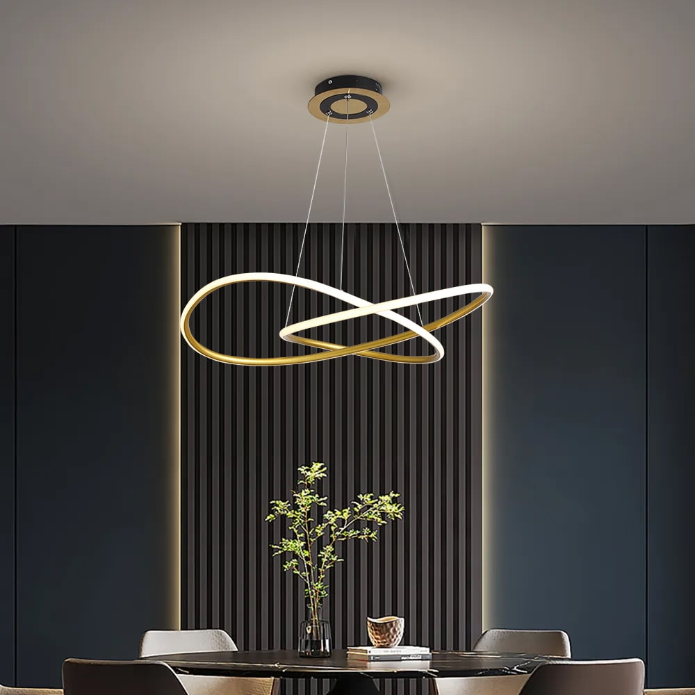 Minimalistyczna Złota Lampa Wisząca LED w Kształcie Okręgu