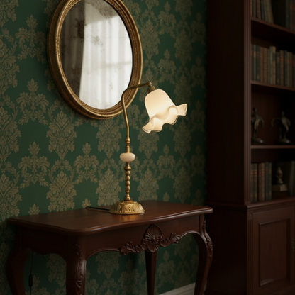 RoseLamp | Lampa Stołowa w Kształcie Kwiatu z Mosiądzu, Vintage Design