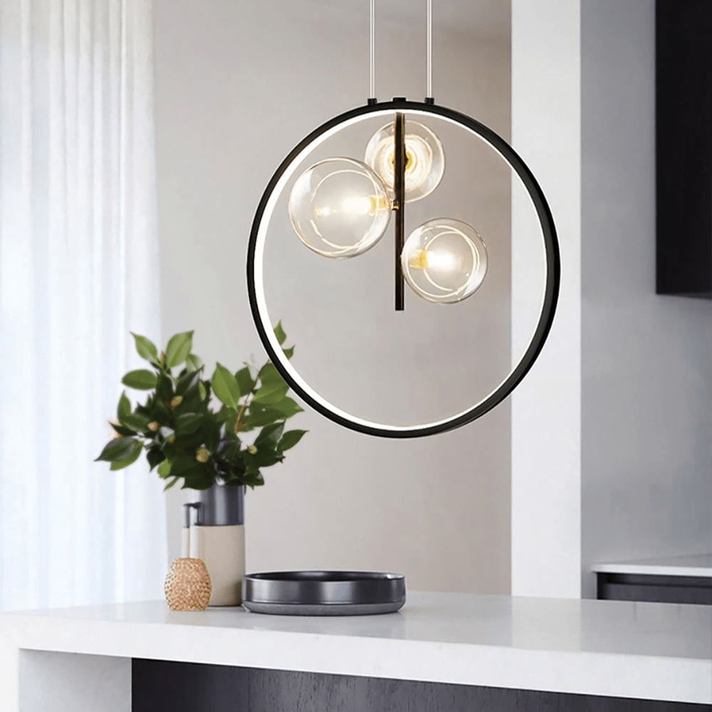Czarna Szklana Lampa Wisząca Minimalistyczna LED