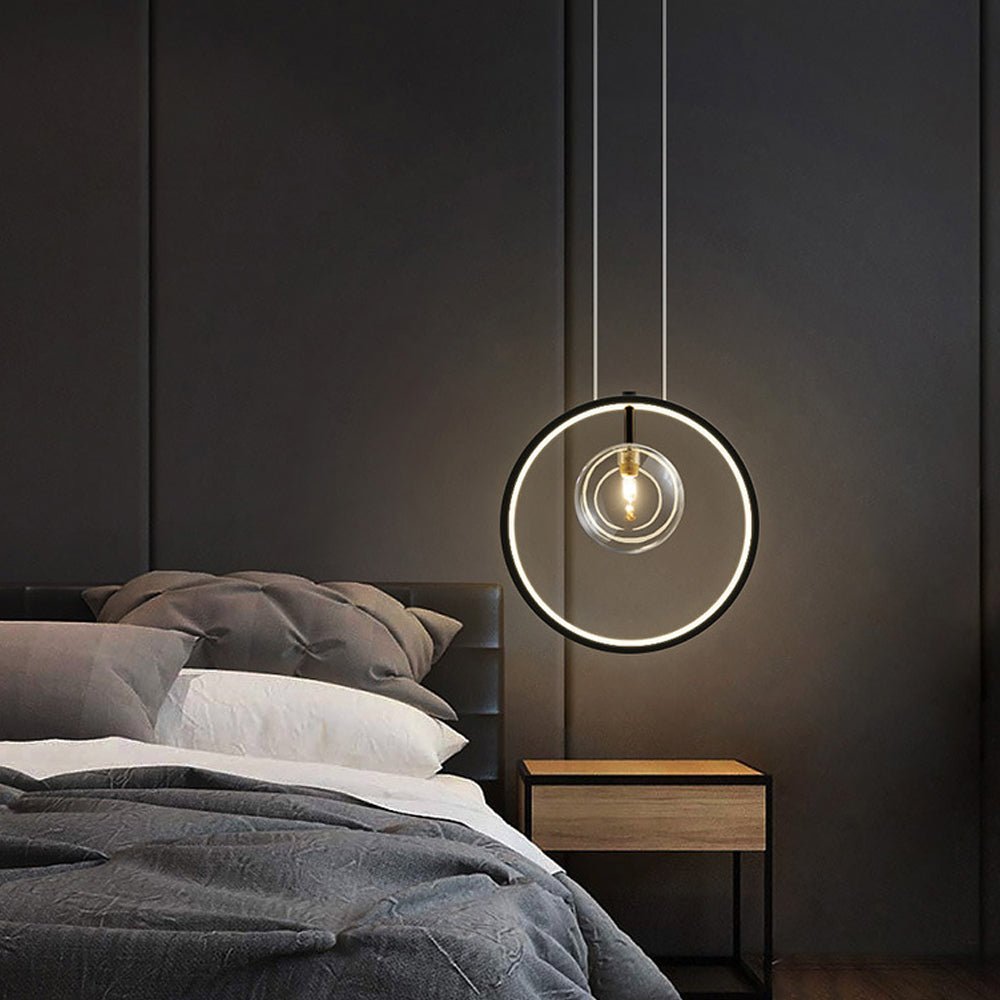 Szklana lampa wisząca Nordic Bubble z pierścieniem