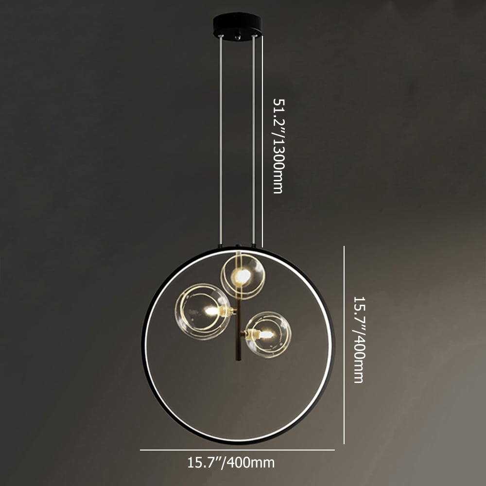 Czarna Szklana Lampa Wisząca Minimalistyczna LED