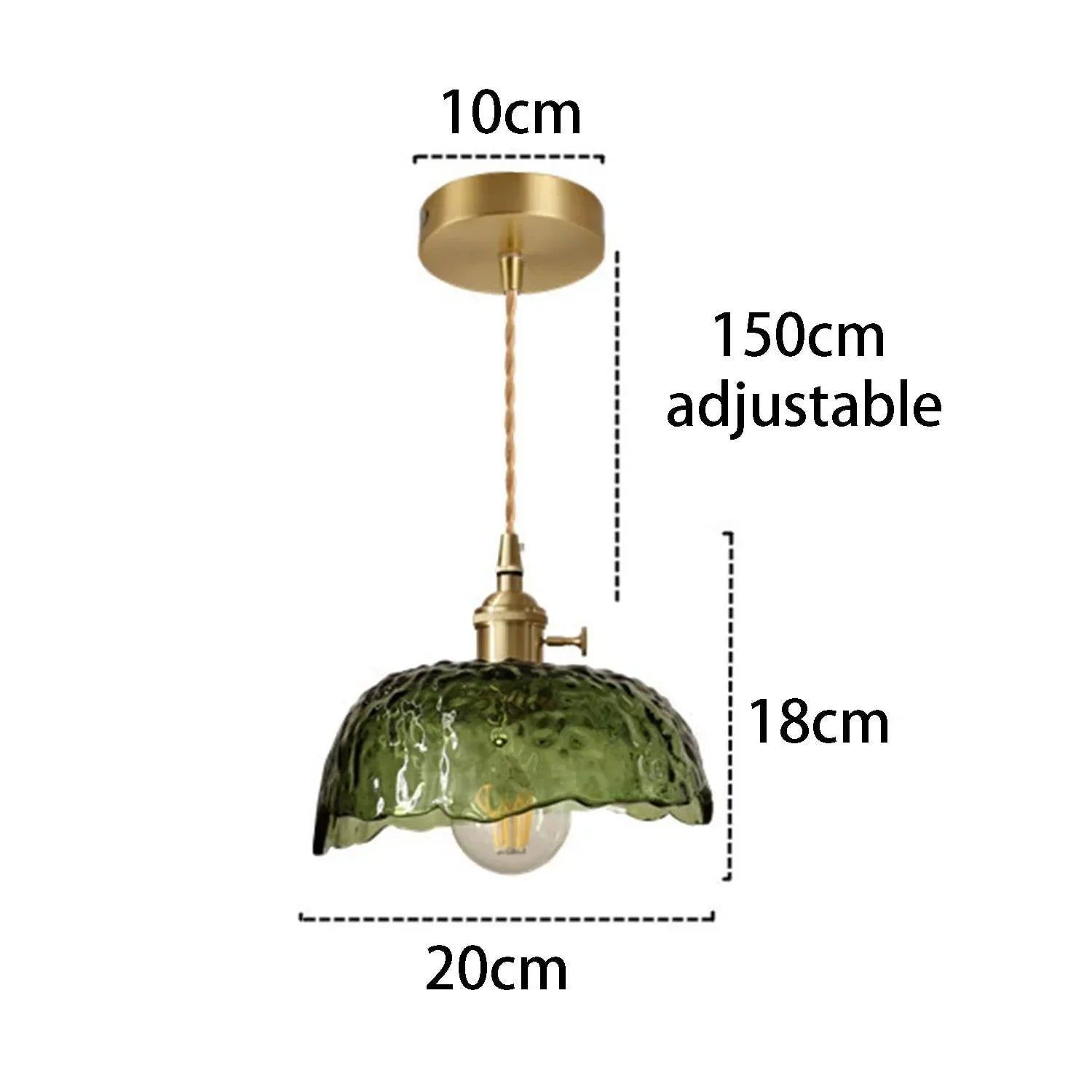 Nieregularna lampa wisząca z mosiądzu i szkła