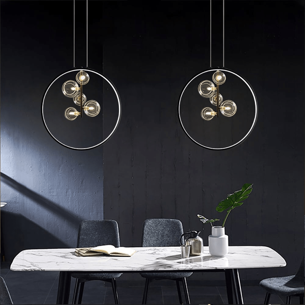 Czarna Szklana Lampa Wisząca Minimalistyczna LED
