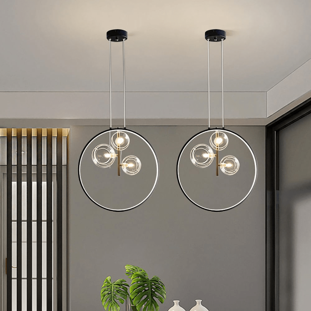 Czarna Szklana Lampa Wisząca Minimalistyczna LED
