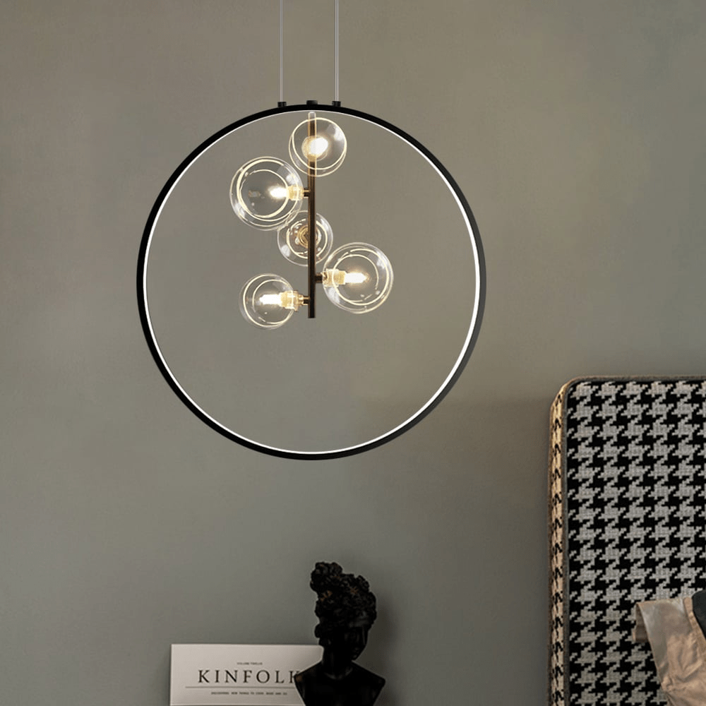Czarna Szklana Lampa Wisząca Minimalistyczna LED