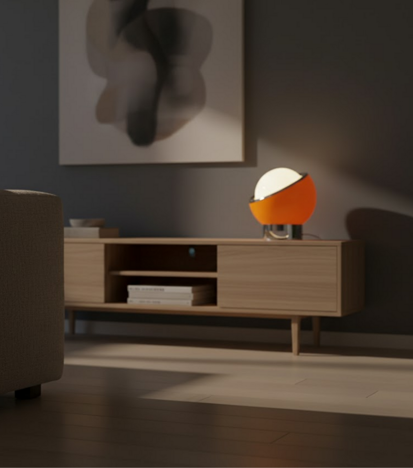 French Opal | Lampa Stołowa Bauhaus z Opalowego Szkła i Stali Nierdzewnej