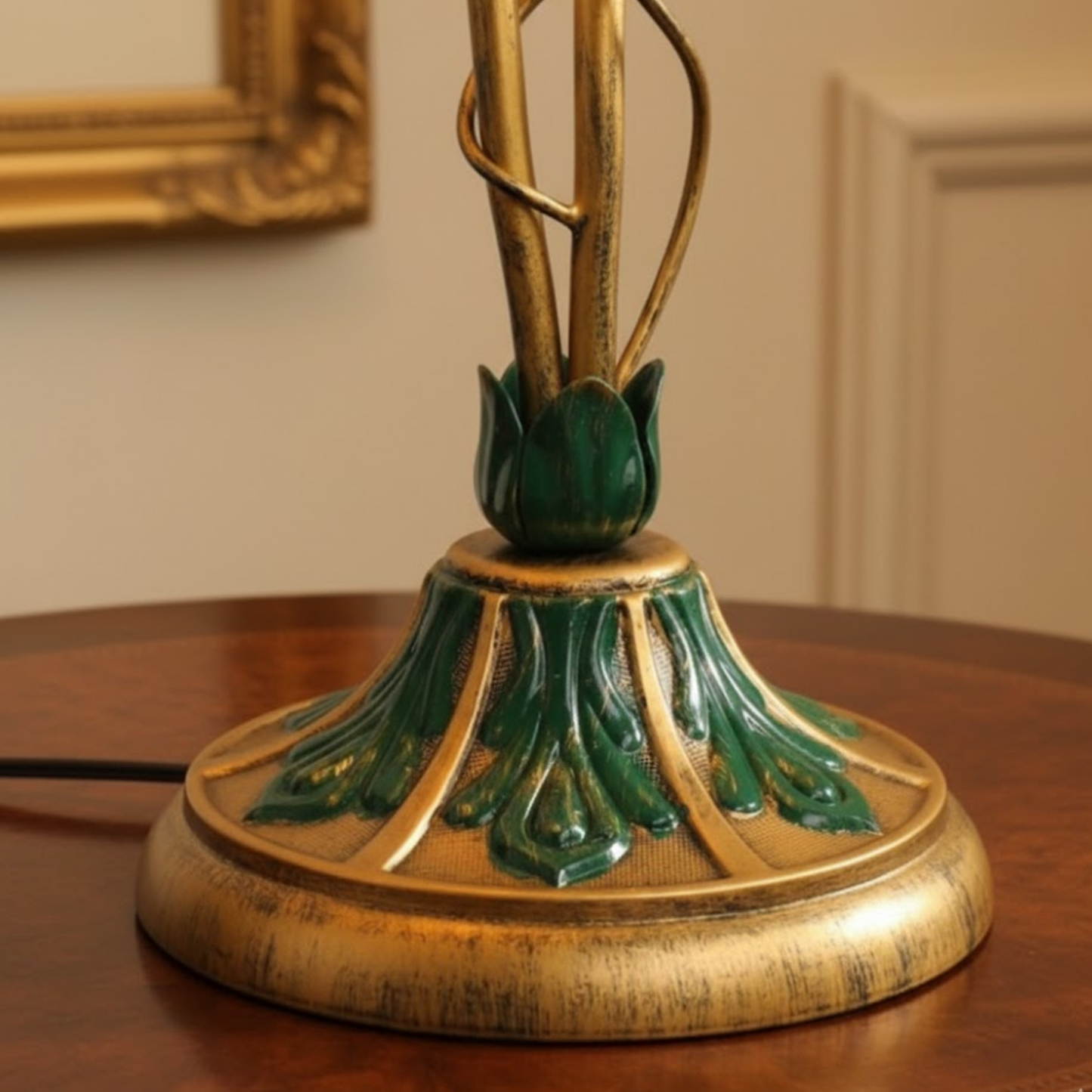 Francuska Lampa Stołowa Kwiatowa – Styl Vintage, Kryształ i Szkło, Gniazdo E14