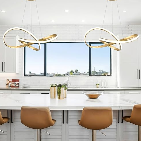 Minimalistyczna Złota Lampa Wisząca LED w Kształcie Okręgu