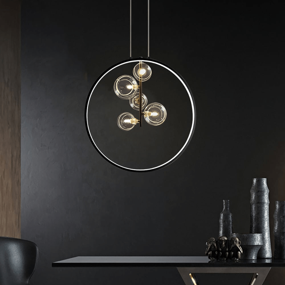 Czarna Szklana Lampa Wisząca Minimalistyczna LED