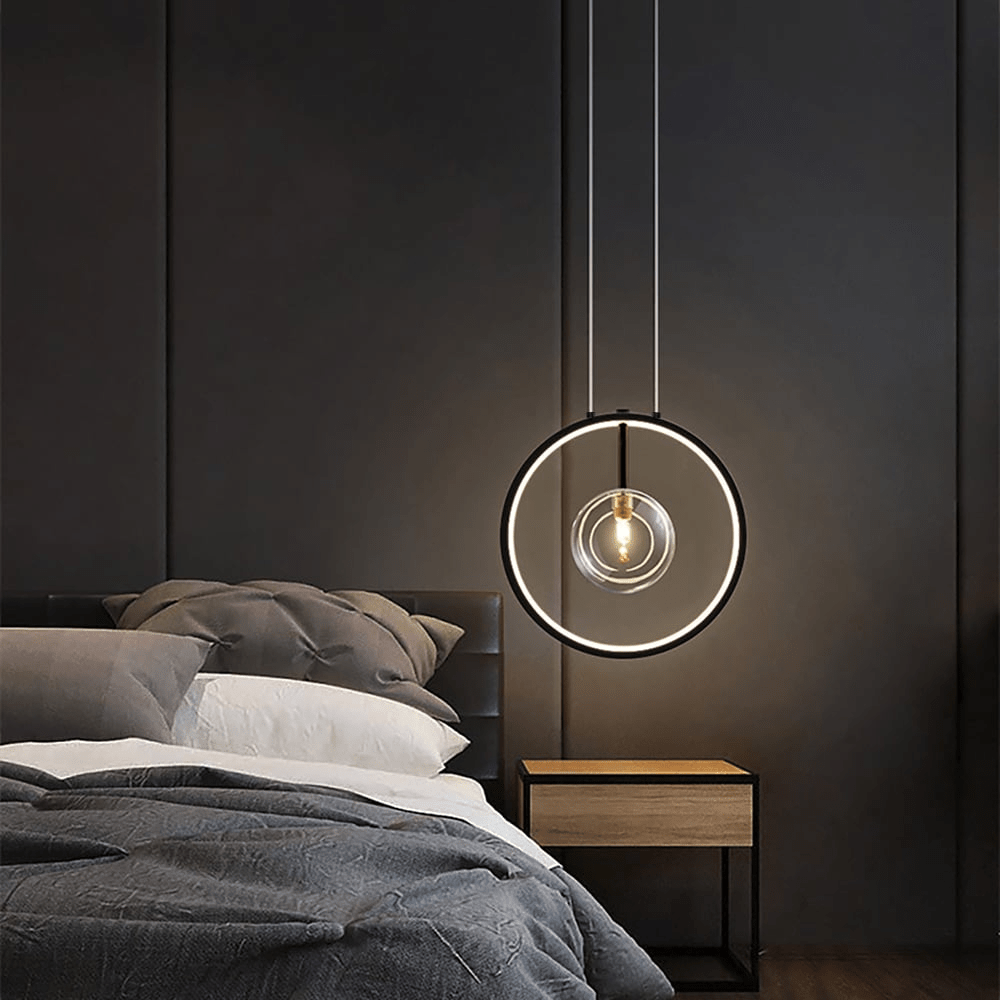 Czarna Szklana Lampa Wisząca Minimalistyczna LED