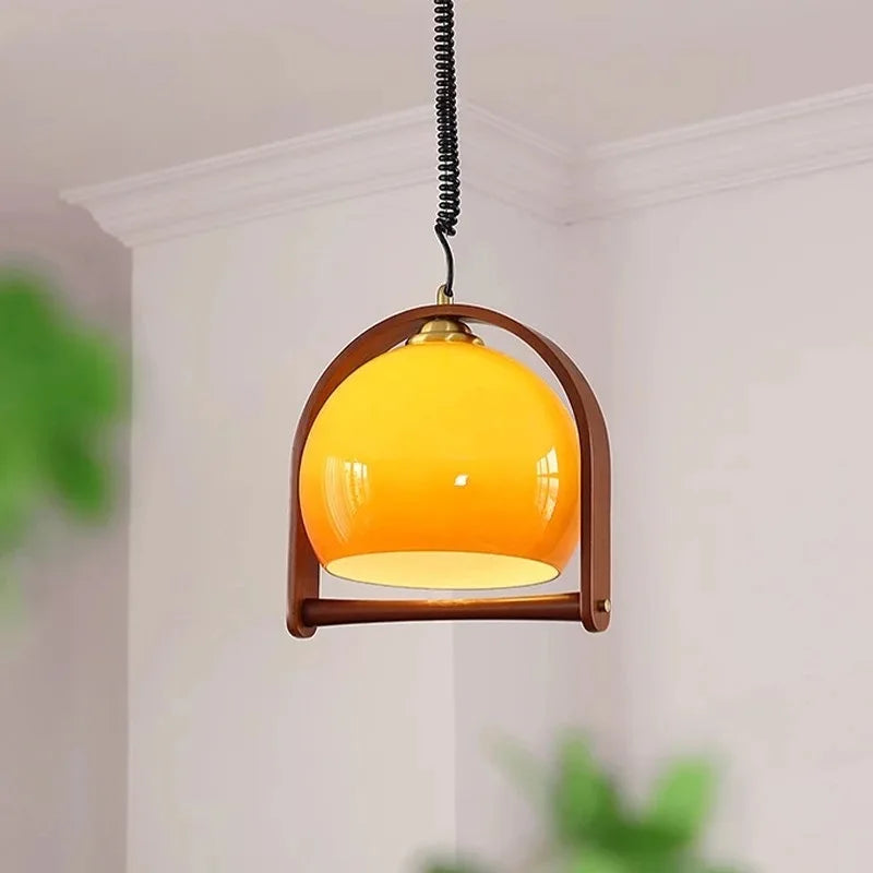 Lampa wisząca Vintage Bauhaus z drewna