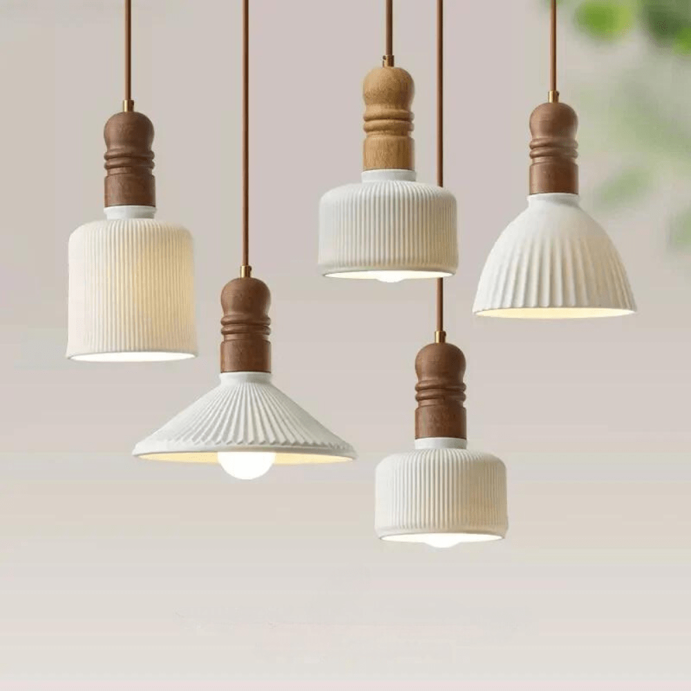 Lampa wisząca z litego drewna Cream Wind - Styl i Funkcjonalność