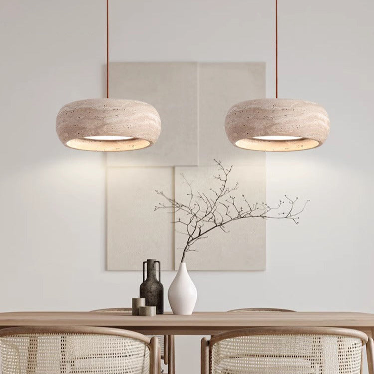 Wisząca lampa LED z kamienia - Styl Wabi Sabi