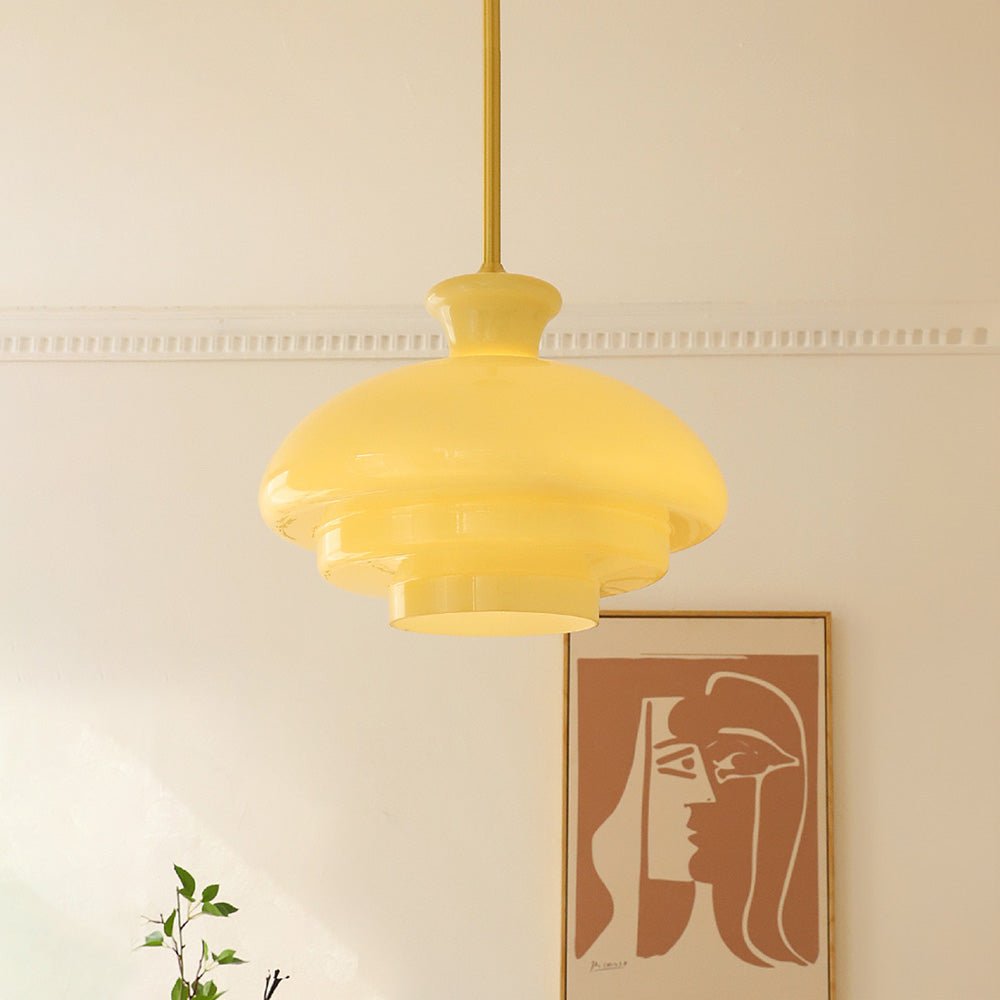 Żyrandol Bauhaus z mlecznobiałego szkła