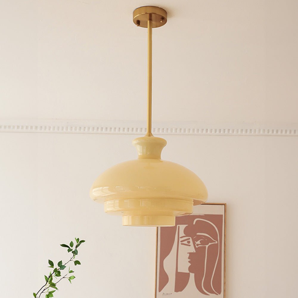 Żyrandol Bauhaus z mlecznobiałego szkła