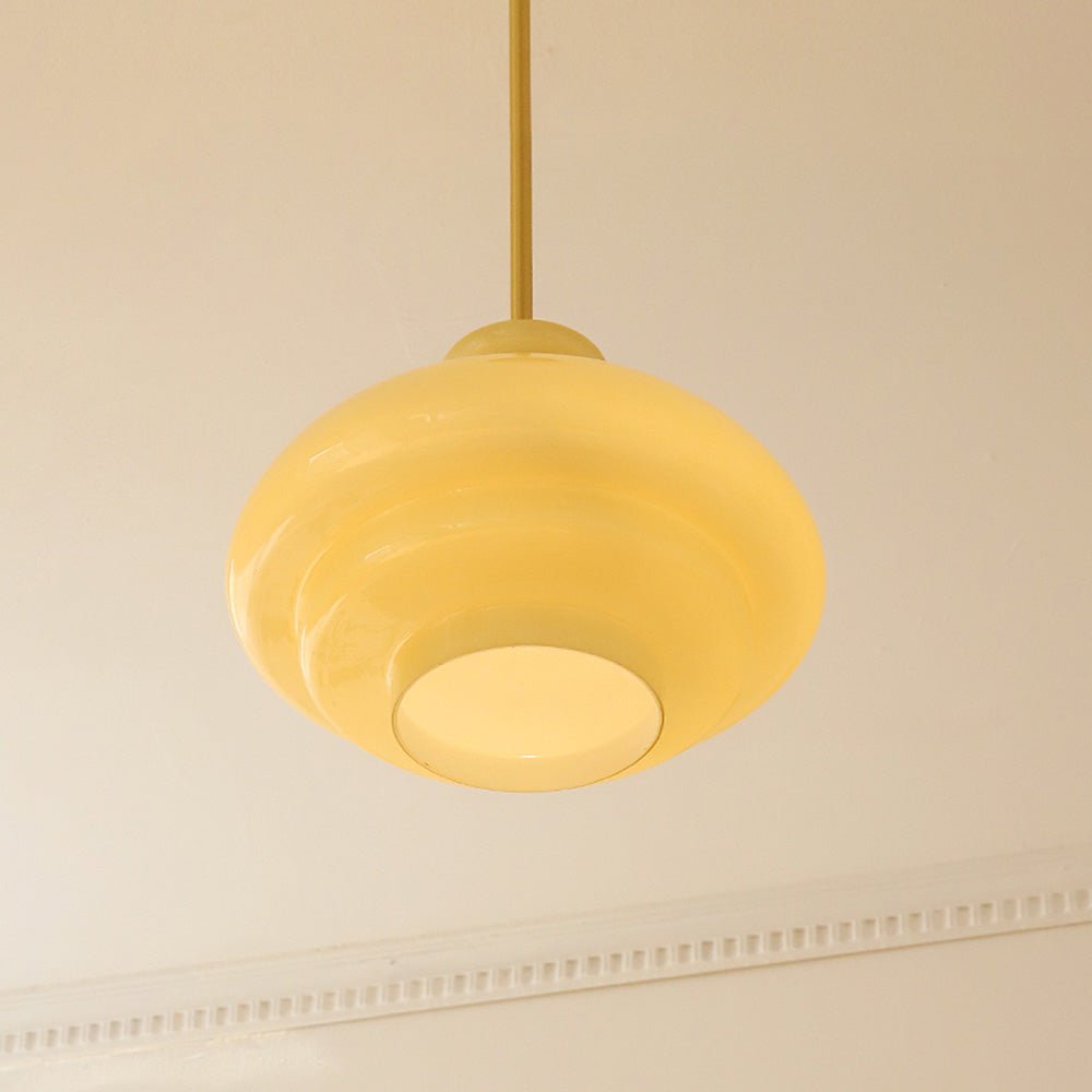 Żyrandol Bauhaus z mlecznobiałego szkła