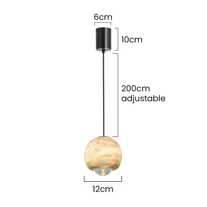 Nordycka Lampa Wisząca Kula z Marmuru Alabastrowego