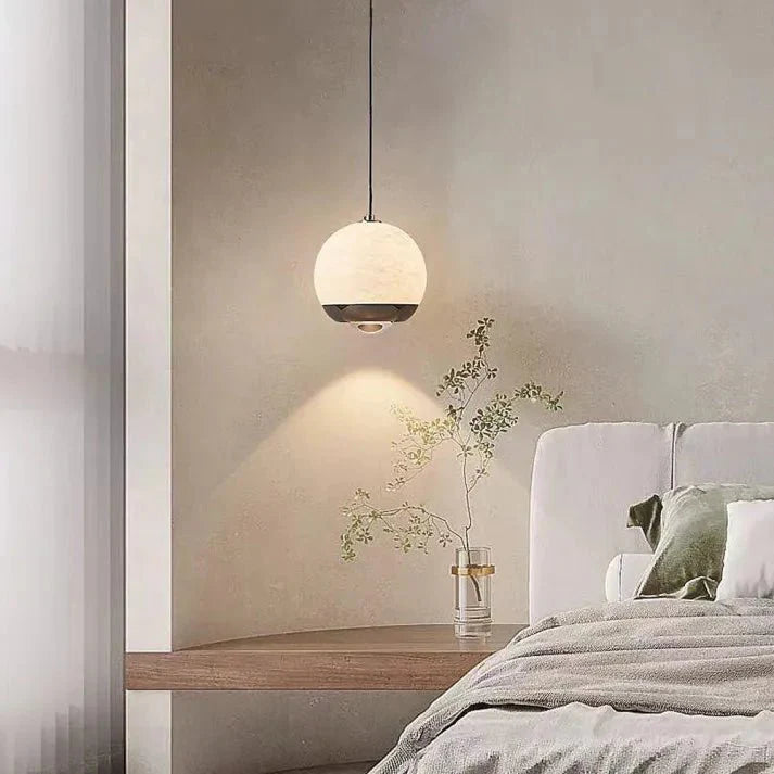 Nordycka Lampa Wisząca Kula z Marmuru Alabastrowego