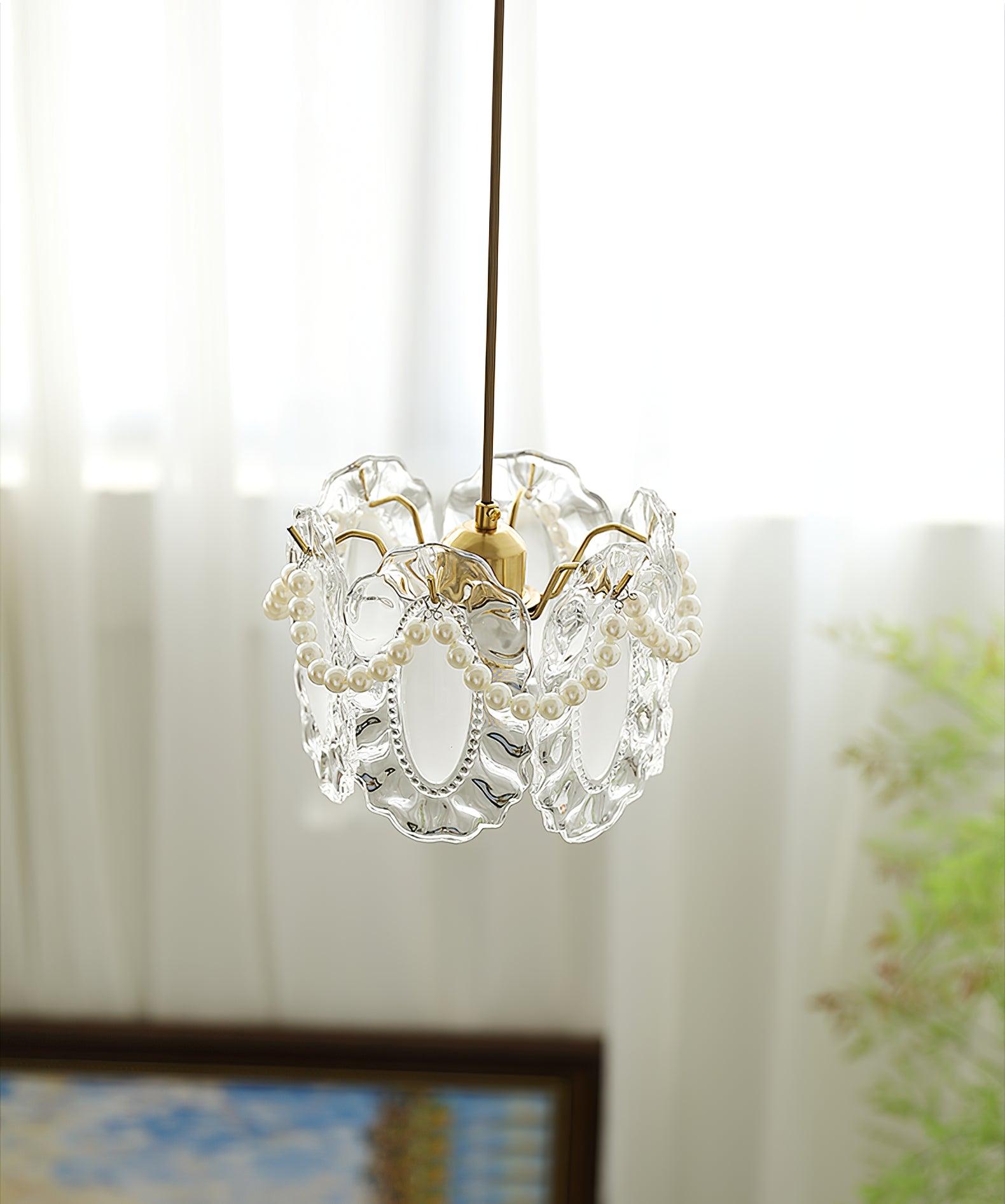 Szklana Lampa Wisząca Kwiaty