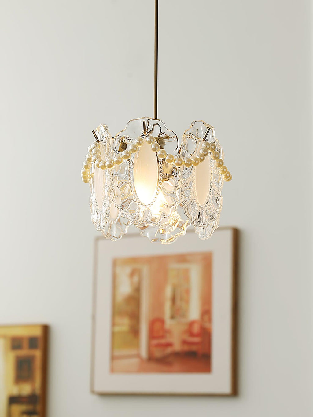 Szklana Lampa Wisząca Kwiaty