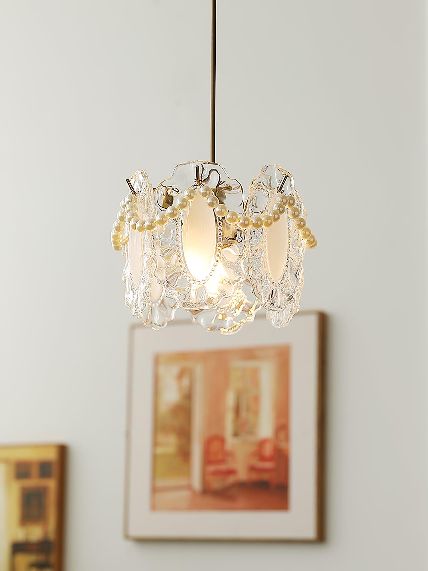 Szklana Lampa Wisząca Kwiaty