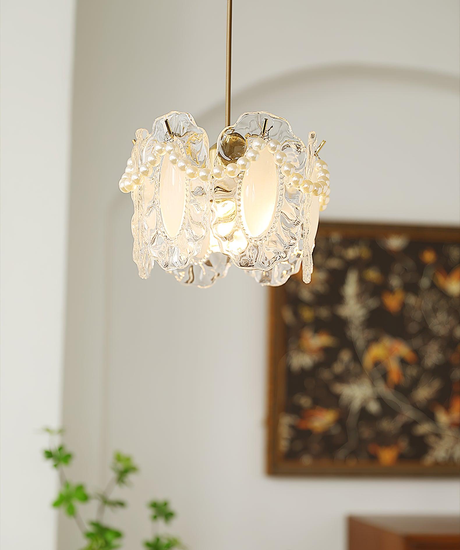 Szklana Lampa Wisząca Kwiaty
