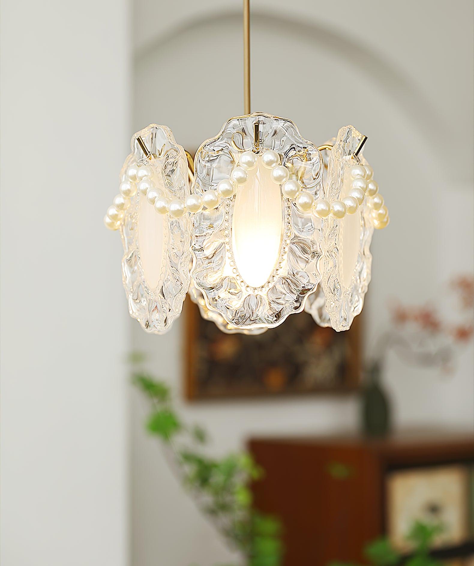 Szklana Lampa Wisząca Kwiaty