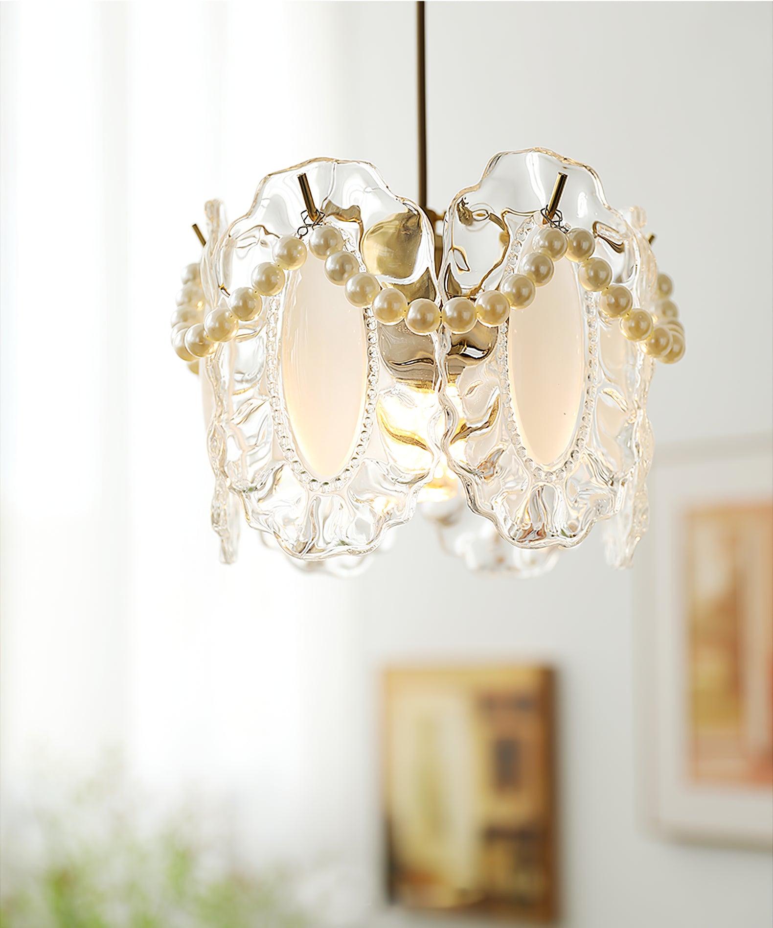 Szklana Lampa Wisząca Kwiaty