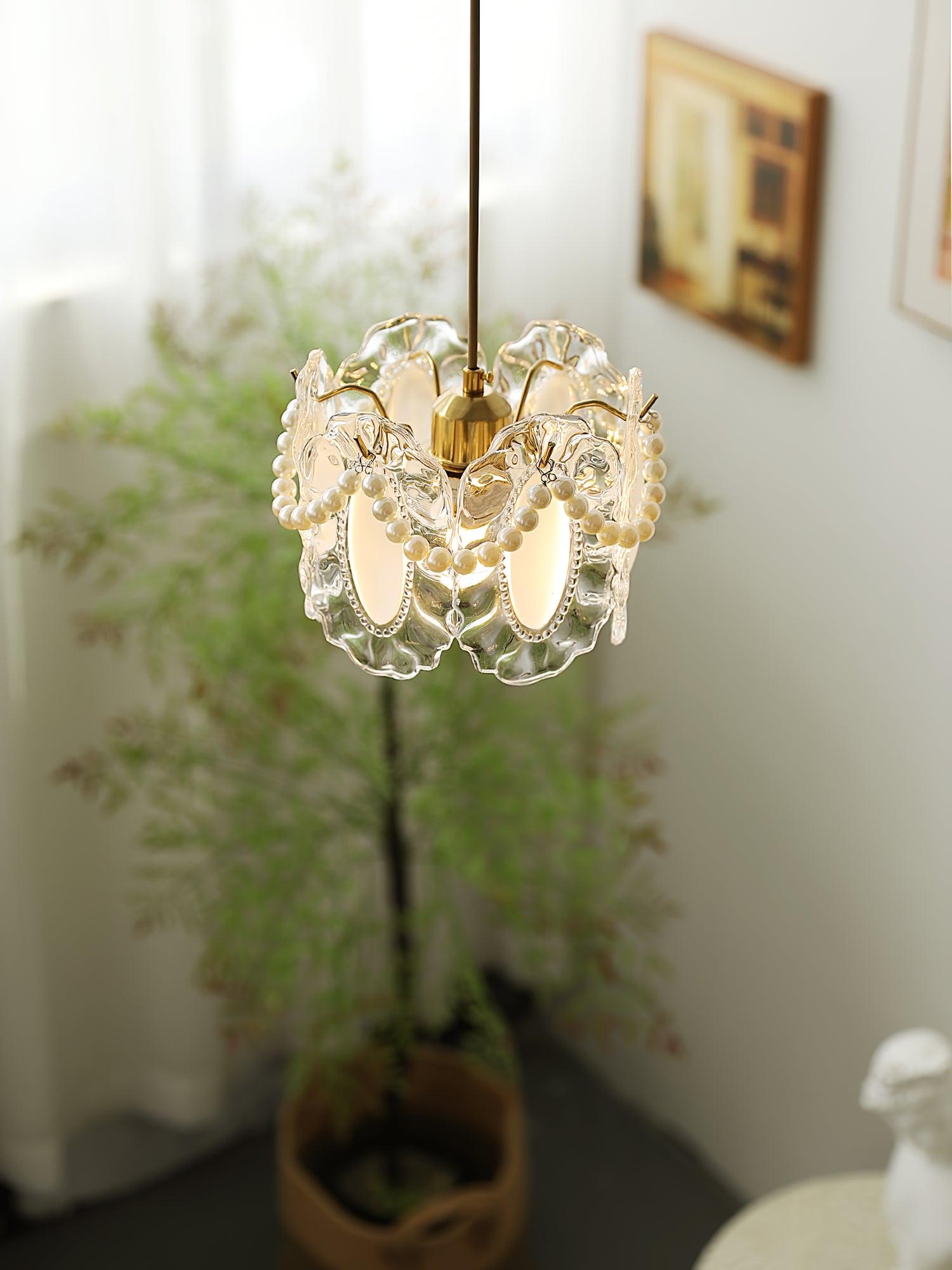 Szklana Lampa Wisząca Kwiaty