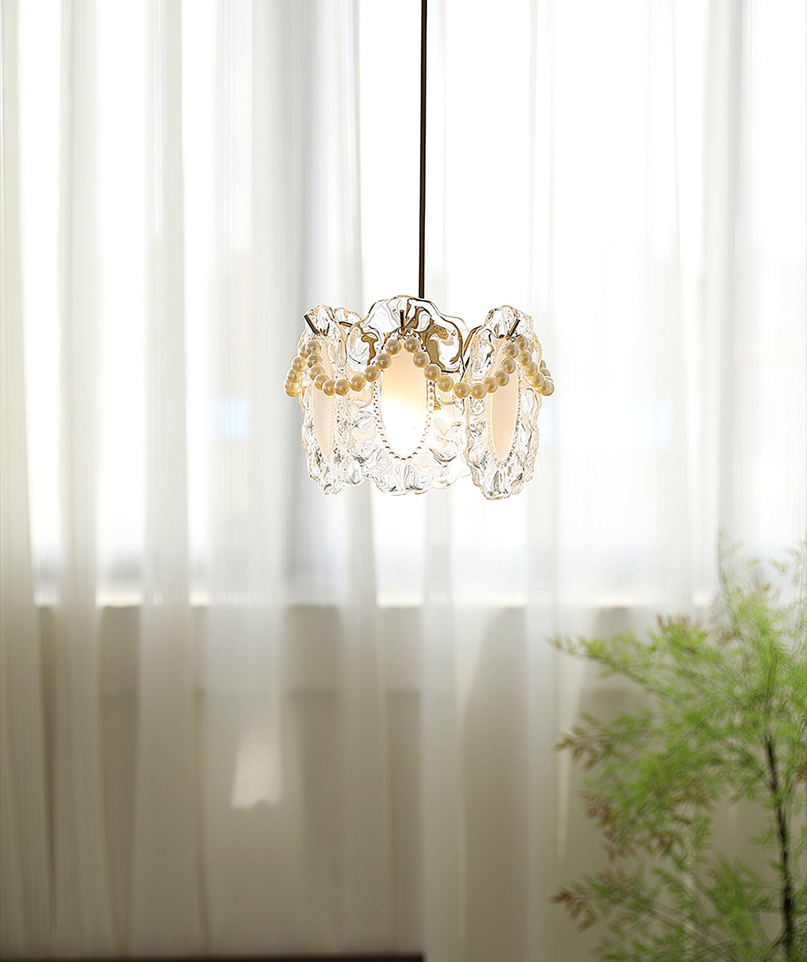 Szklana Lampa Wisząca Kwiaty