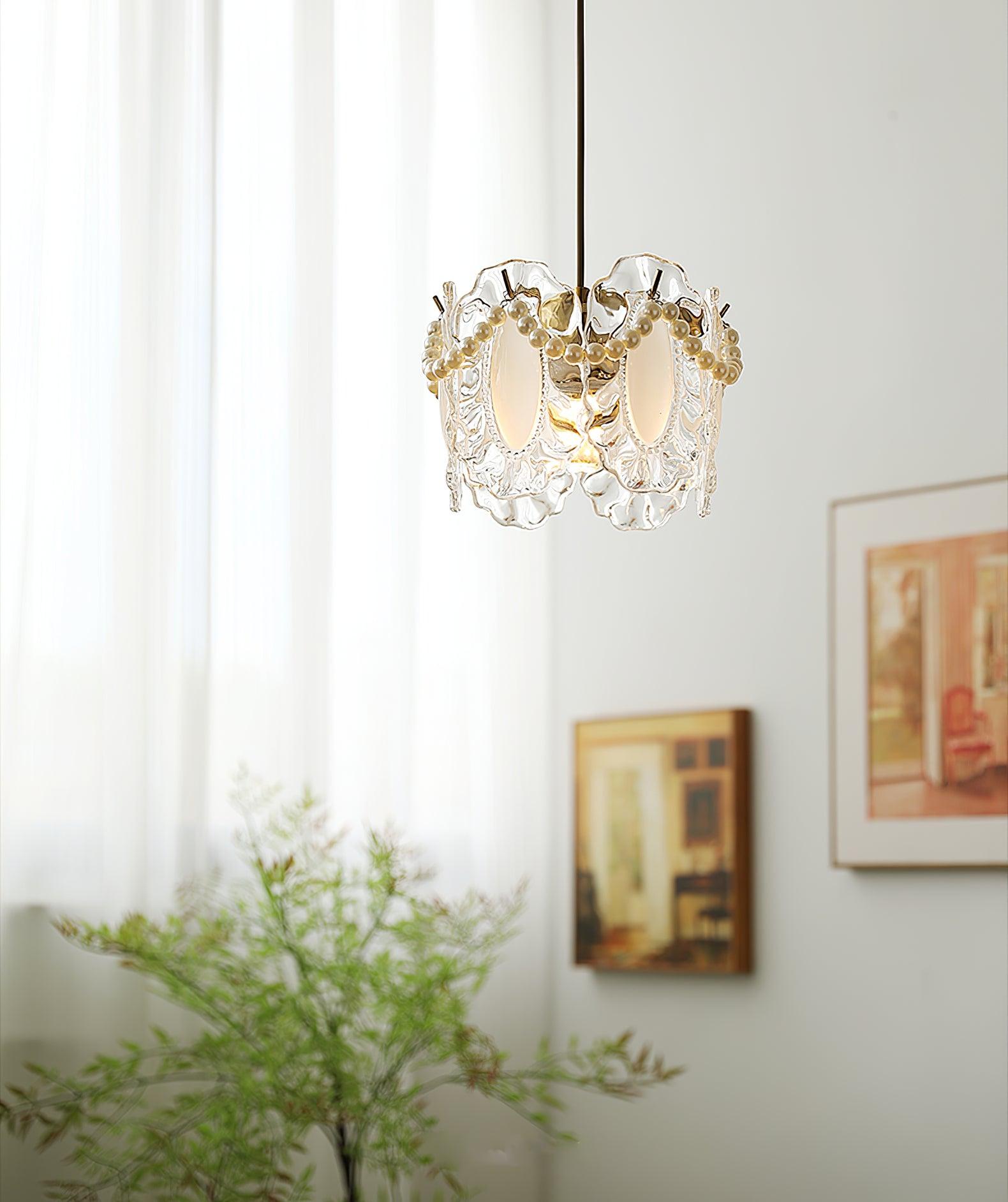 Szklana Lampa Wisząca Kwiaty