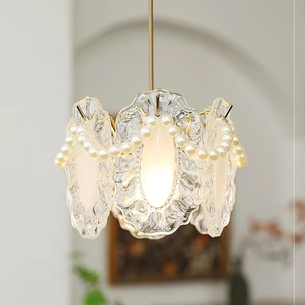 Szklana Lampa Wisząca Kwiaty