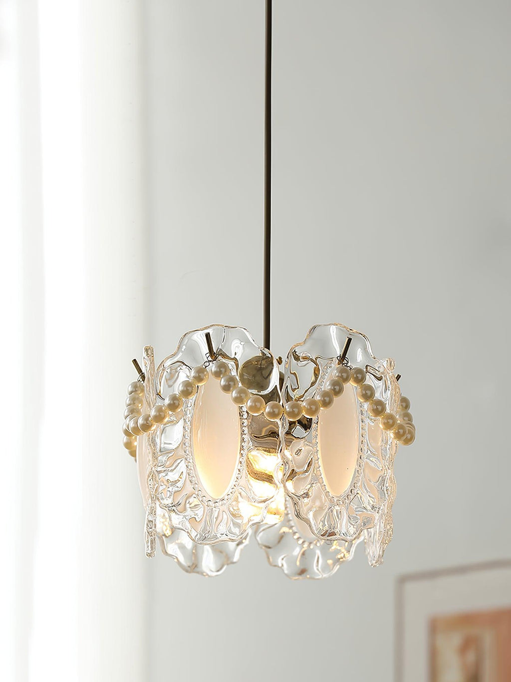 Szklana Lampa Wisząca Kwiaty