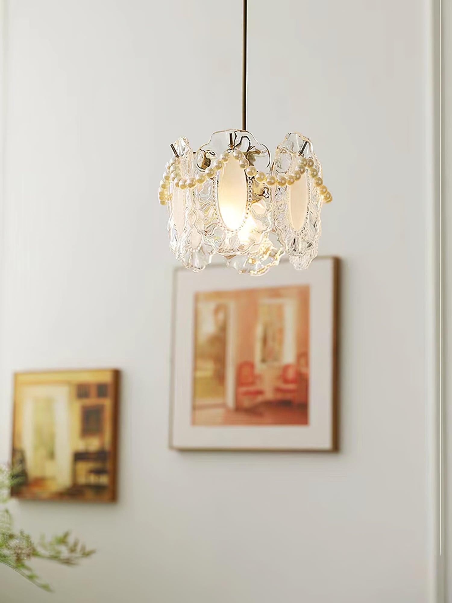 Szklana Lampa Wisząca Kwiaty