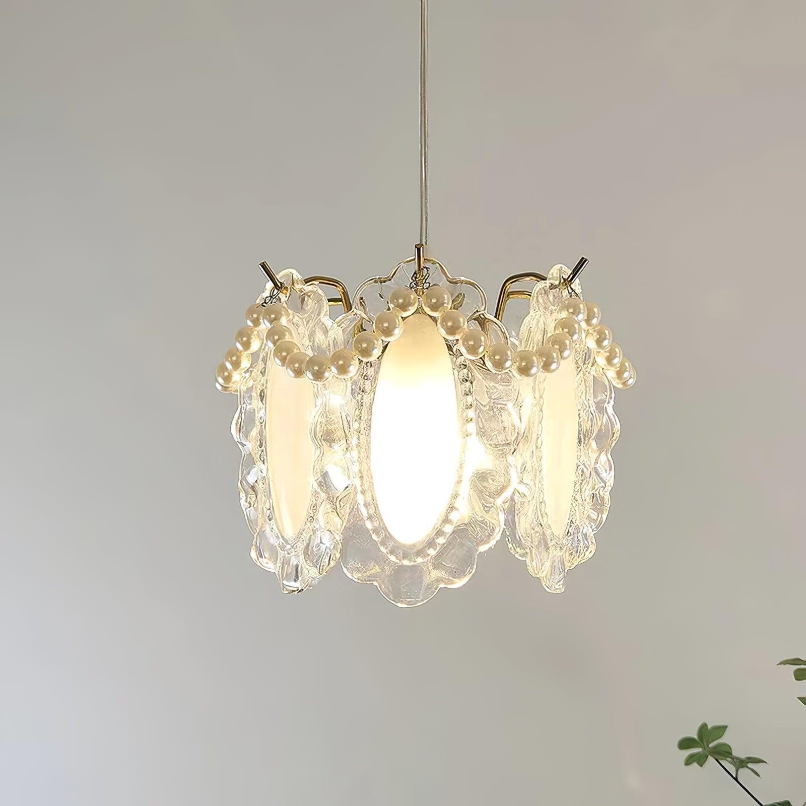 Szklana Lampa Wisząca Kwiaty