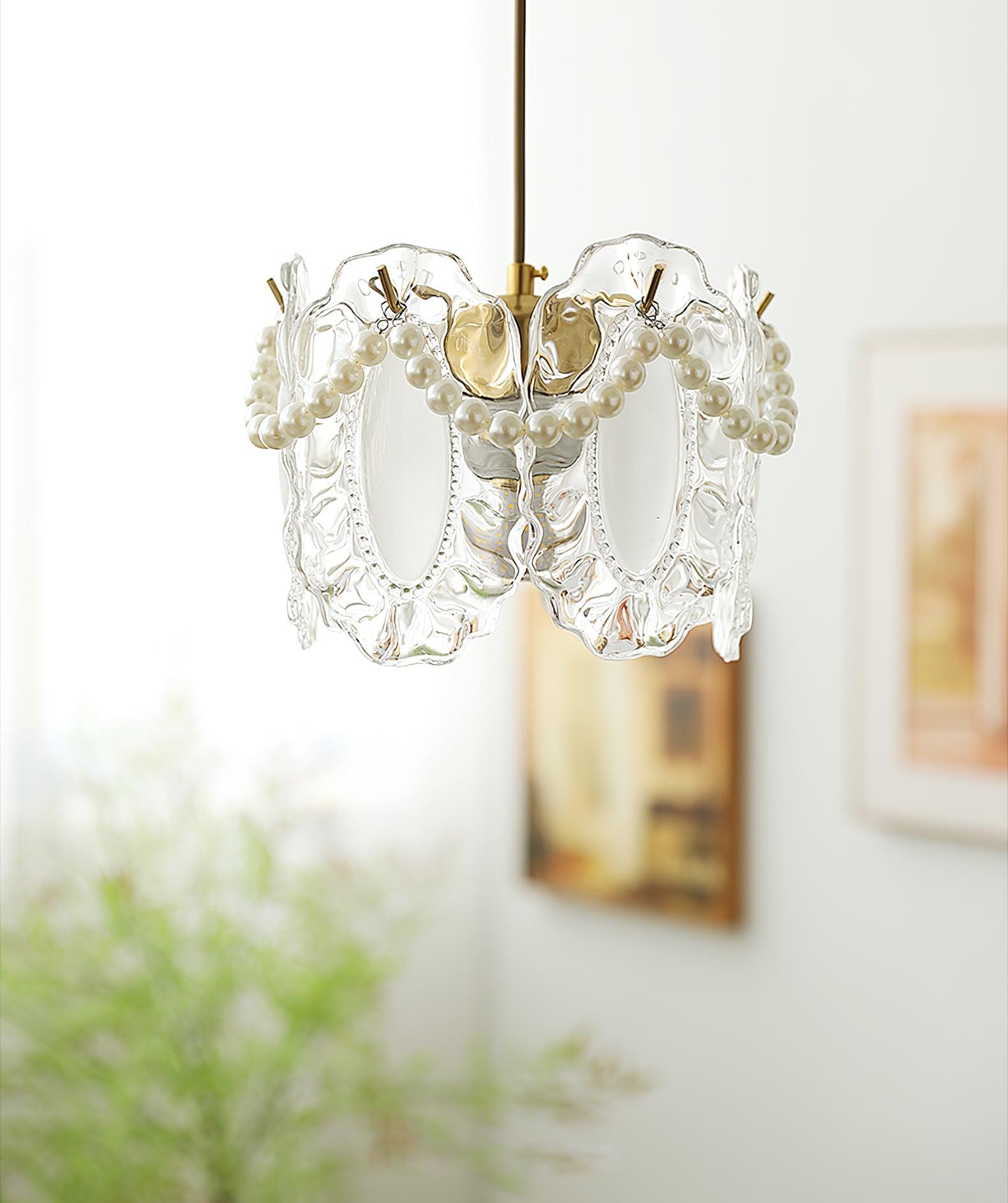 Szklana Lampa Wisząca Kwiaty