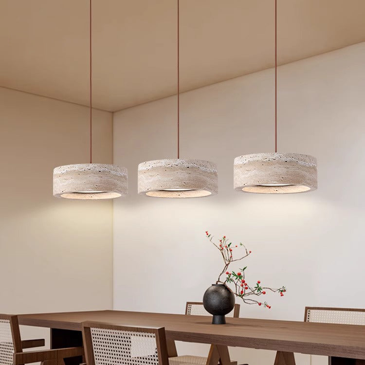 Wisząca lampa LED z kamienia - Styl Wabi Sabi